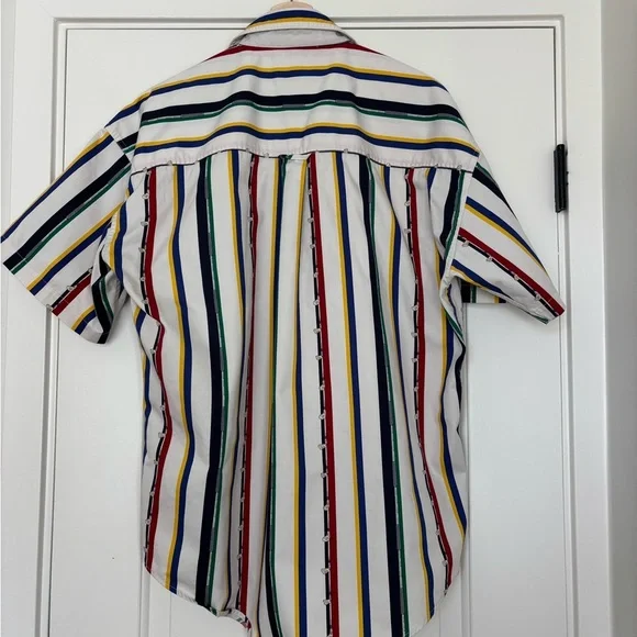 Vintage Chaps Ralph Lauren Novelty Golf club Striped print Men's Shirt Large - Picture 4 of 11